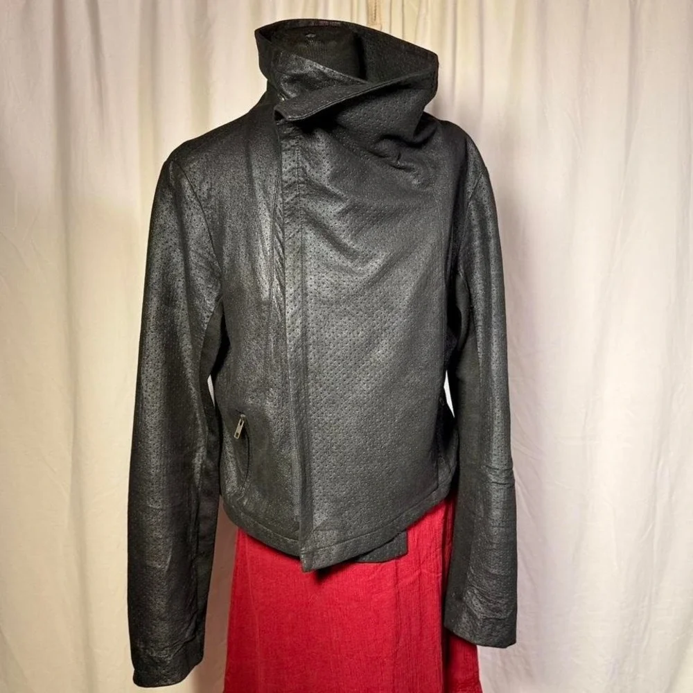 Georgie Made in USA Black Faux Leather Jacket – Size L (Fits M) - Picture 2 of 8